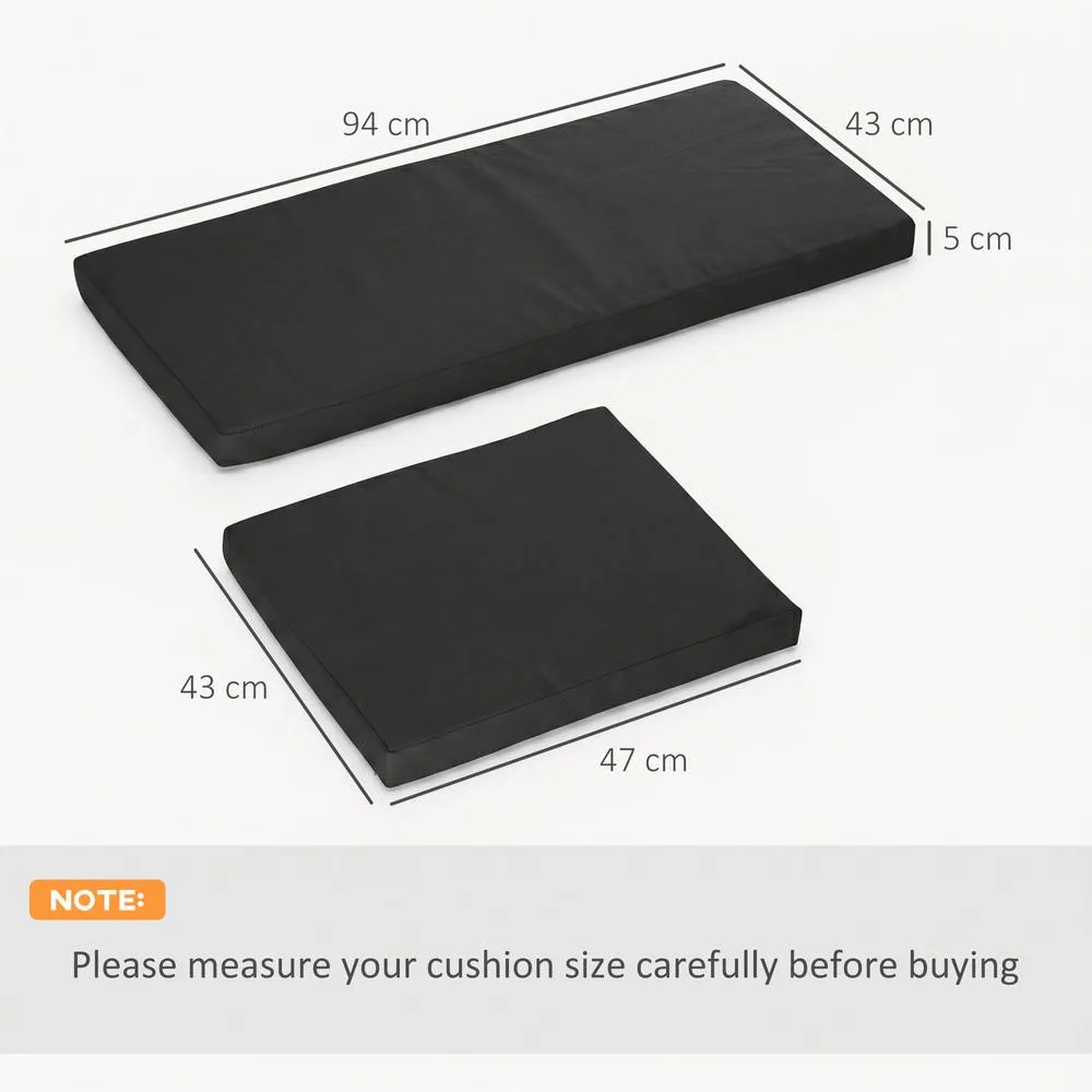 OUTSUNNY 3PCs Rattan Garden Seat Cushions Pads for Patio Furniture Black 3