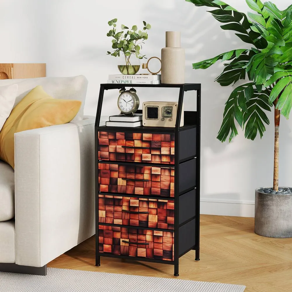 Costway 4-Drawer Dresser Bedside Cabinet Nightstand Closet Organizer End Table in Brown 3
