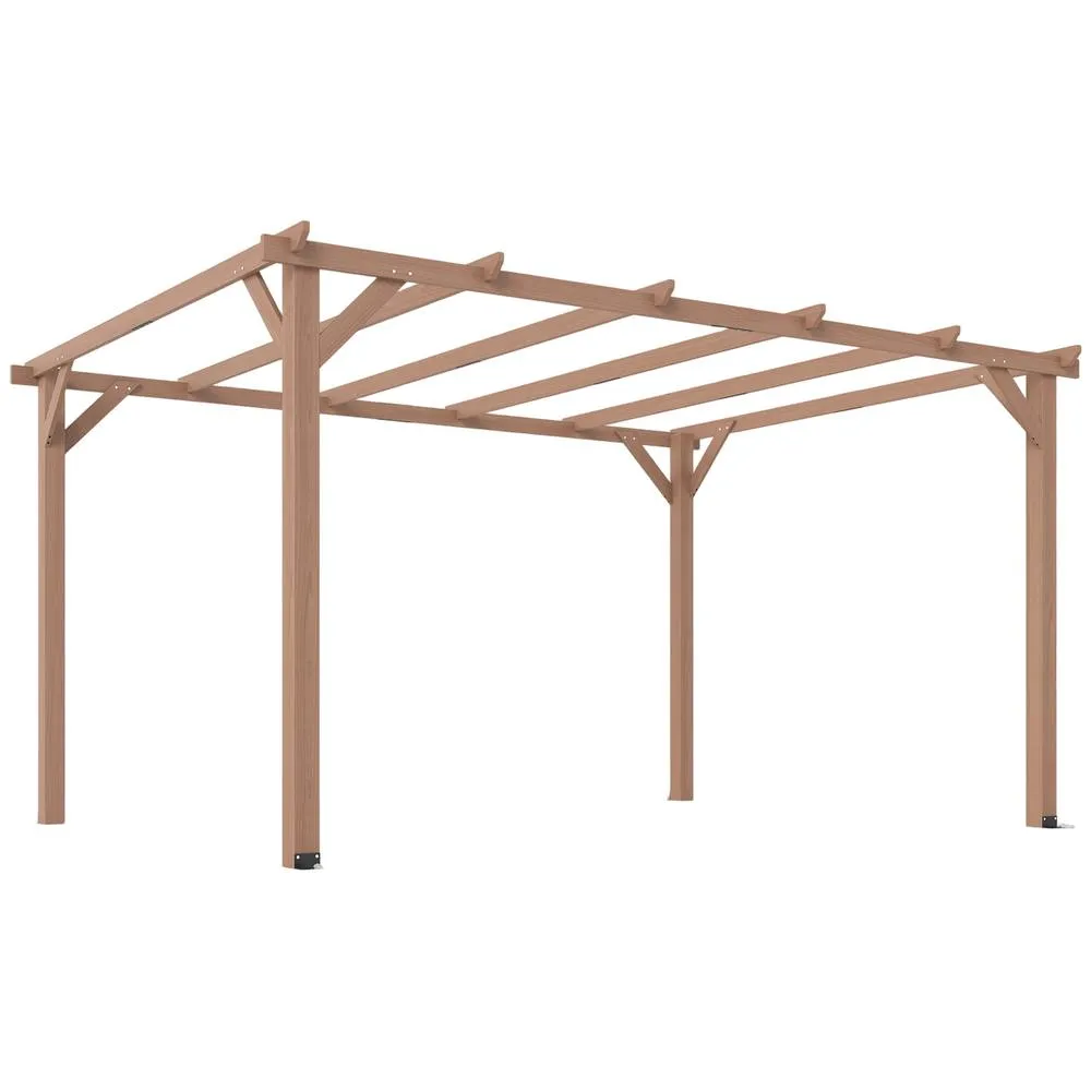 OUTSUNNY 4x3 m Garden Wooden Pergola Gazebo Grape Trellis, Maple Wood-effect in Natural 2