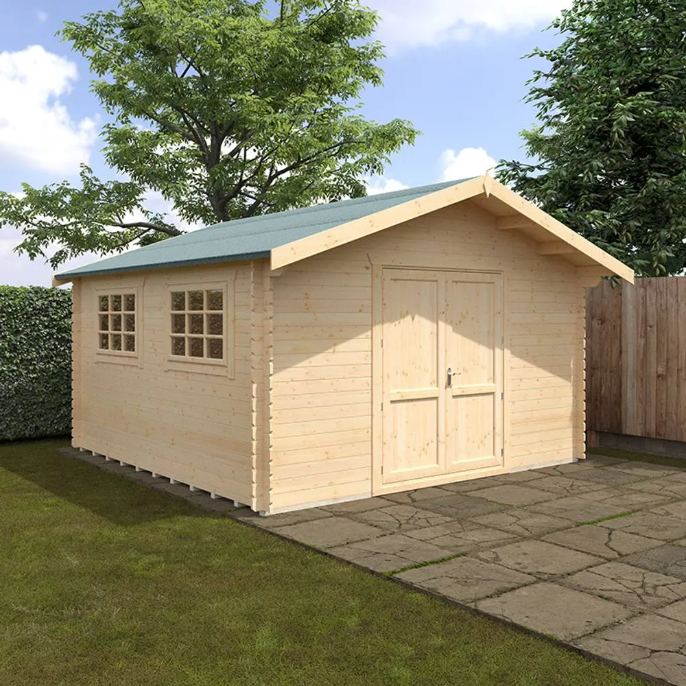 Buttercup Farm 14x14 The Marlborough 28mm Cabin - L415 x W415 x H282.2 cm in Natural 2
