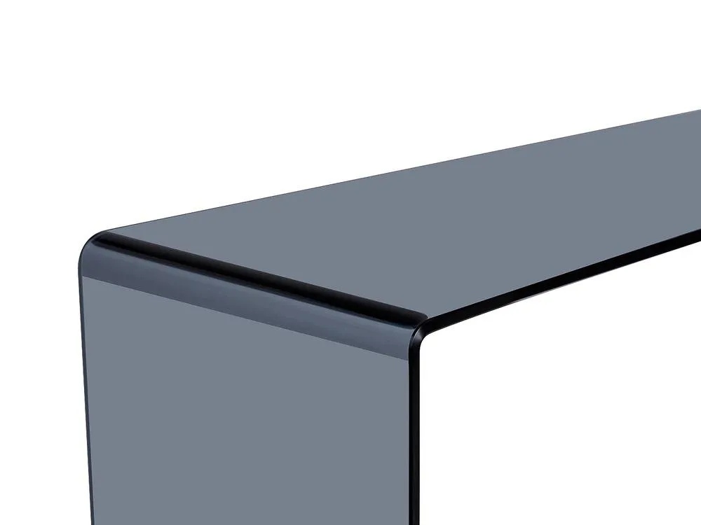 Vente-unique Curved Smoked Tempered Glass Console - Black - ALONZO in Clear 6