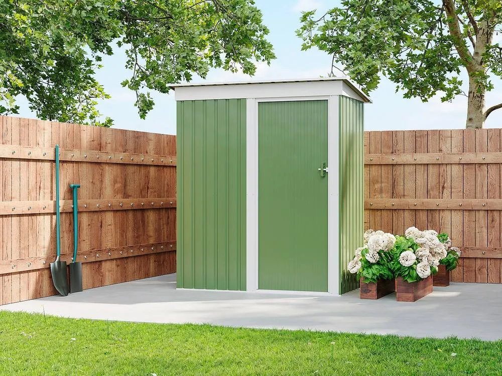 Vente-unique Galvanised Steel Garden Shed - Sage Green - 1.39 M² - BIRON