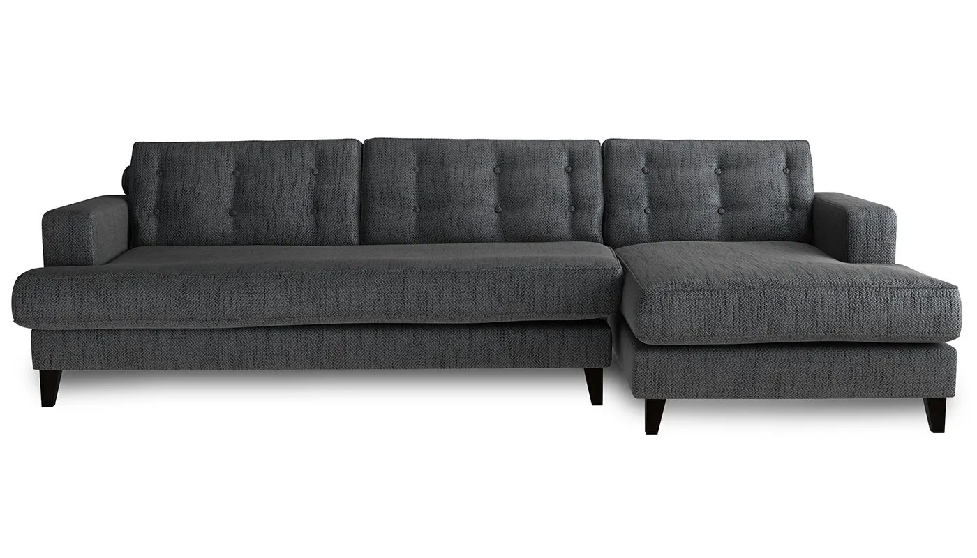 Heal's Mistral Right Hand Facing Corner Sofa Texture Soot Black Feet