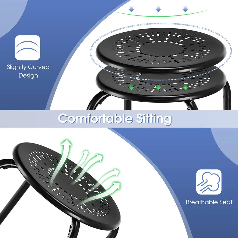 Costway Set of 6 Metal Stacking Stools Round Nesting Bar Stool with X-shape Connection in Black 6
