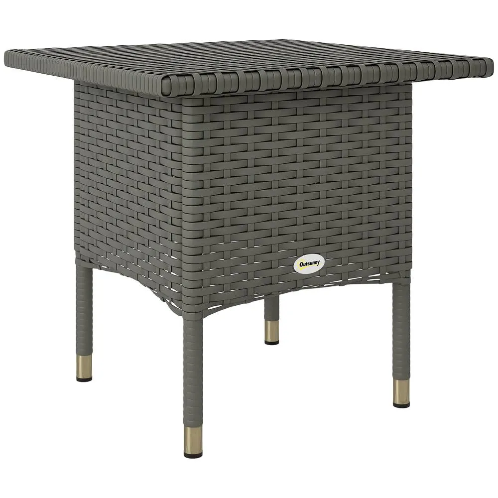 OUTSUNNY PE Rattan Outdoor Coffee Table, Easy Match Rattan Side Table, Grey 2