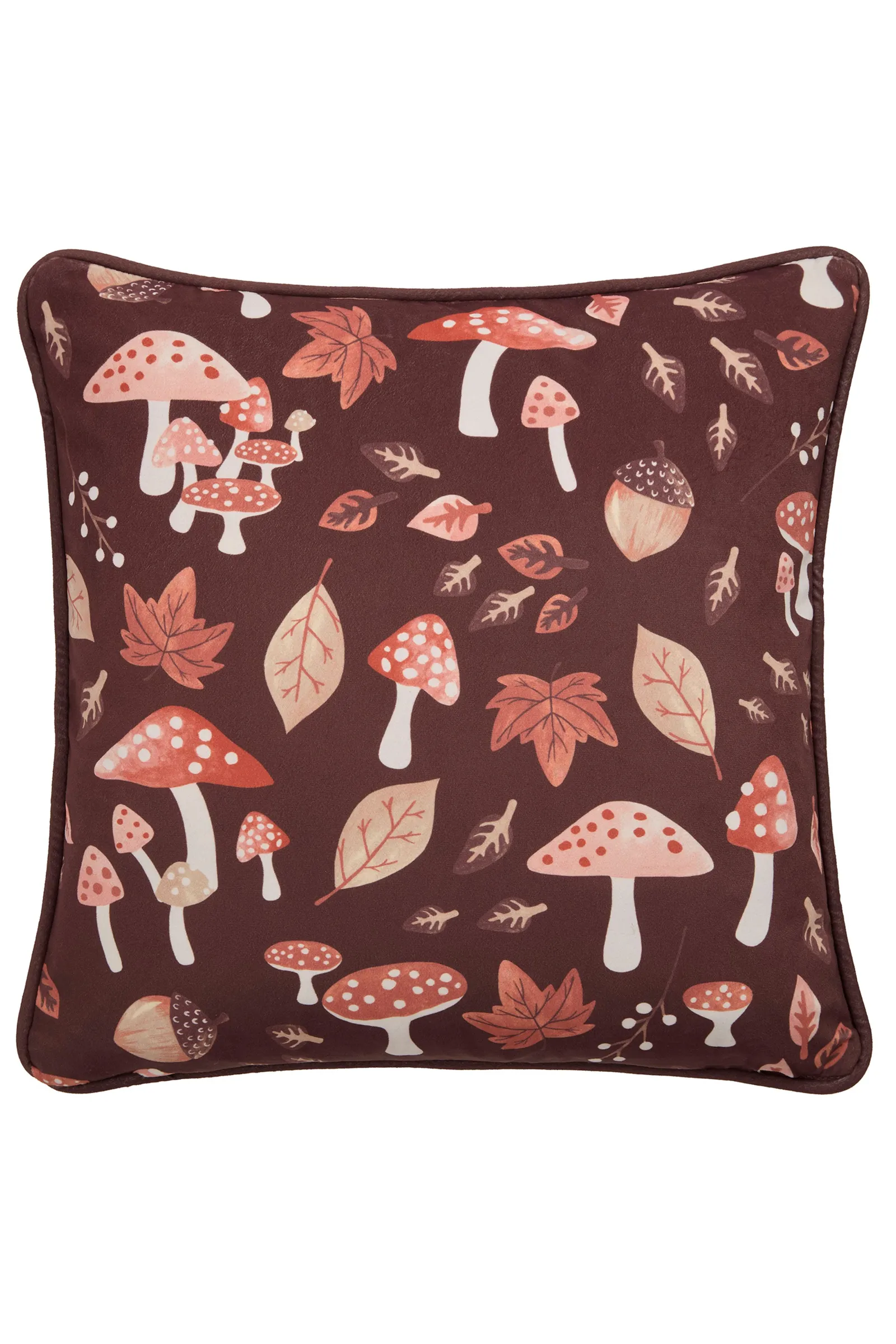 Fusion 'Woodland Dreams' Autumnal Print Velvet Filled Cushion in Chocolate 3