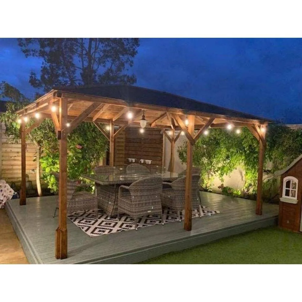 Dunster House Heavy Duty Wooden Gazebo 4x3m Pressure Treated Roof Shingles Utopia 430 in Brown 5