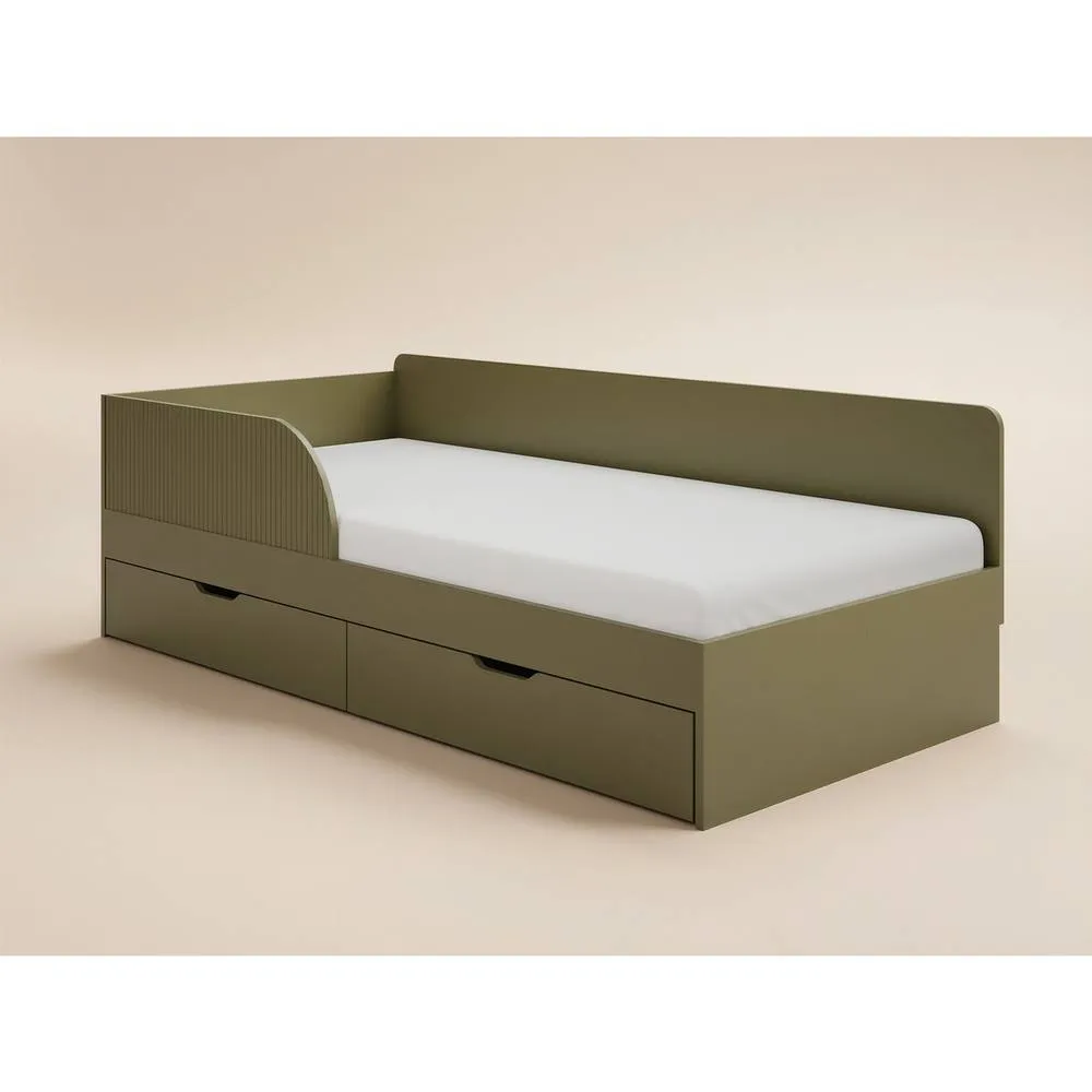 Flair Aris Single Montessori Bed with Storage Drawers in Olive 5