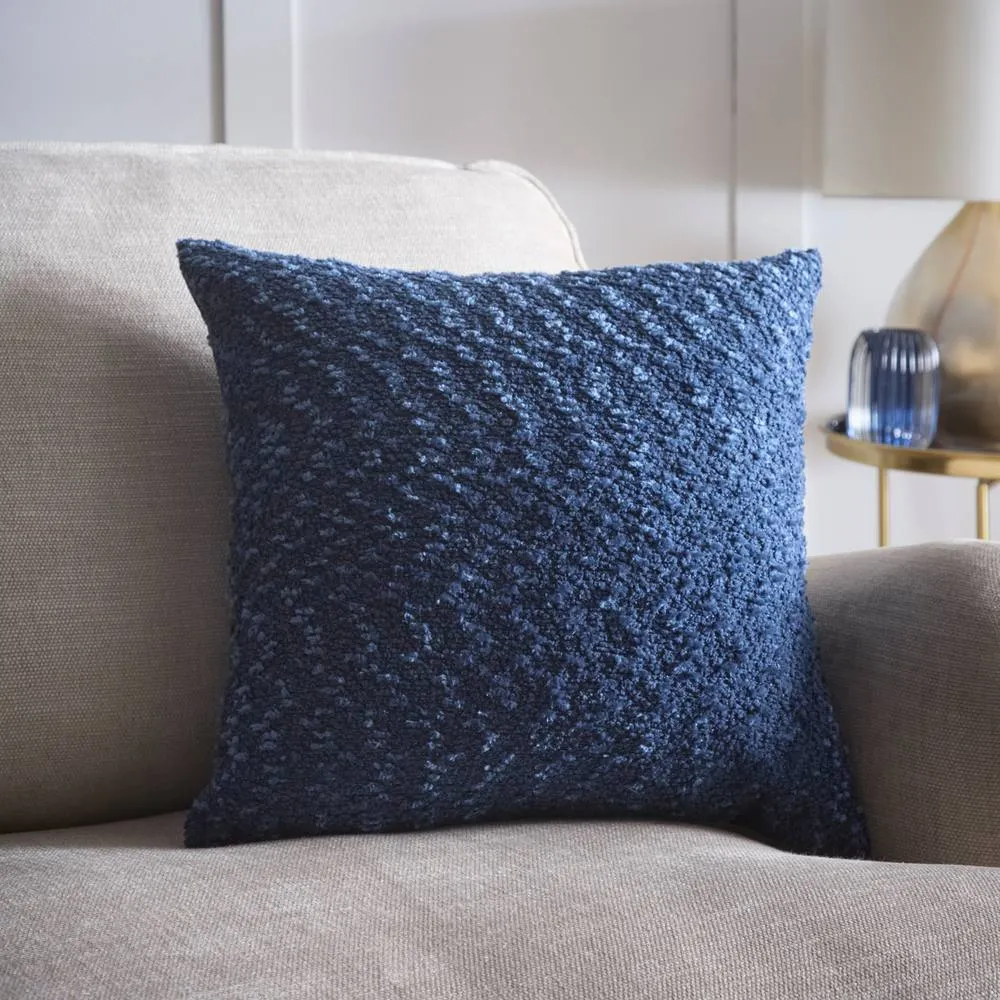 Portfolio Home Boucle Textured Filled Cushion Pillow 18" Inch Square 45cm x 45cm in Blue