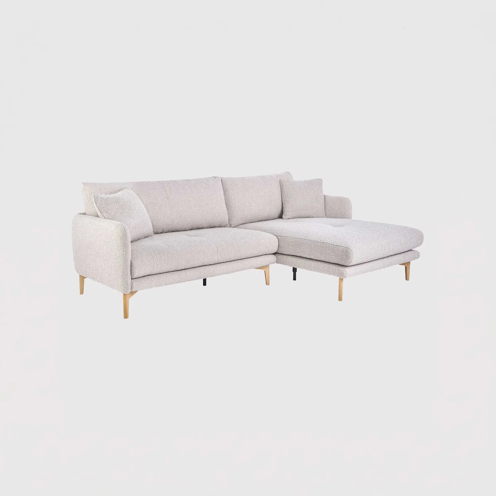 Ercol Aosta Small Chaise Right Corner Sofa, Neutral Fabric | Barker & Stonehouse