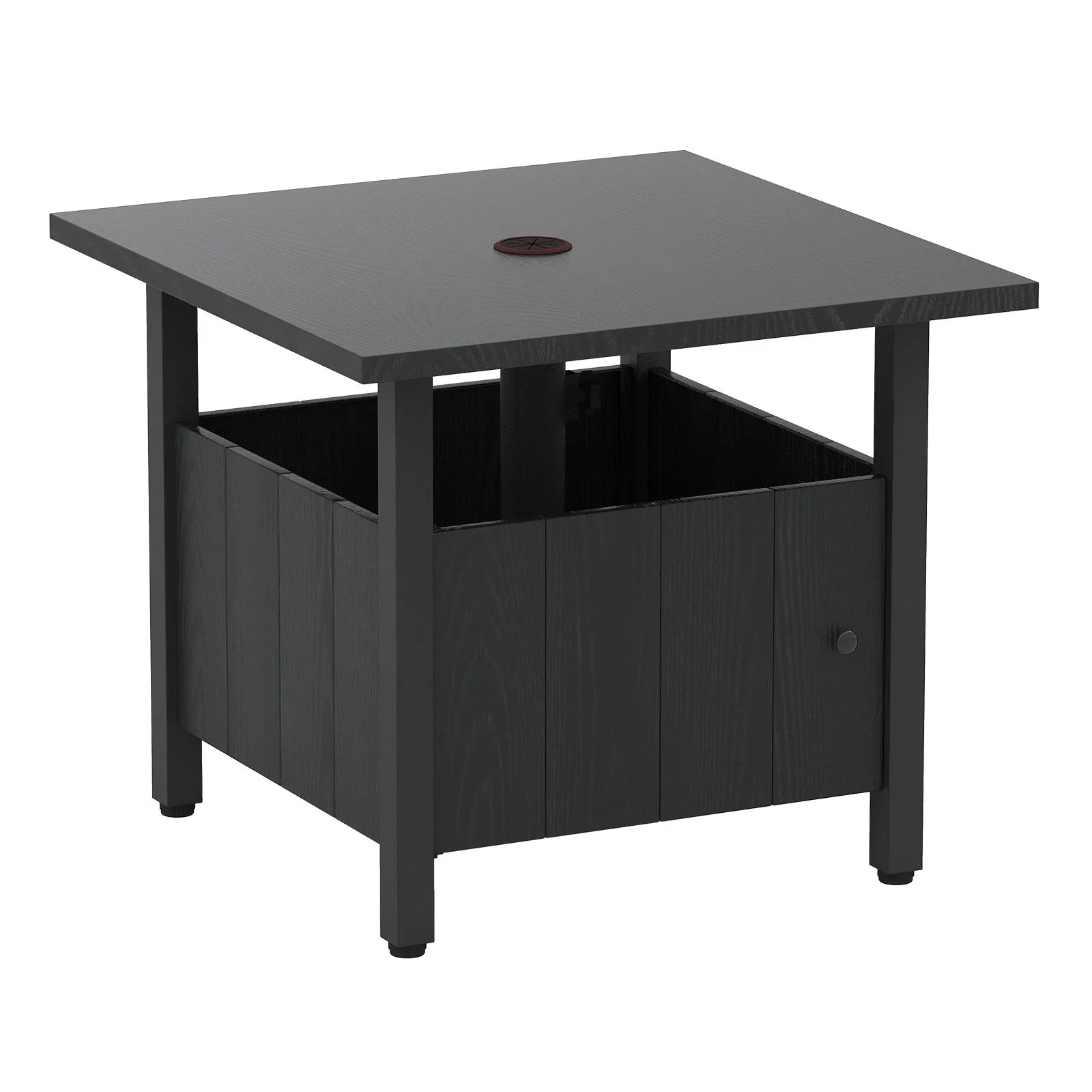 Costway Outdoor Side Table Patio Umbrella Table Base Stand w/ 2 Sand Bags in Black 4