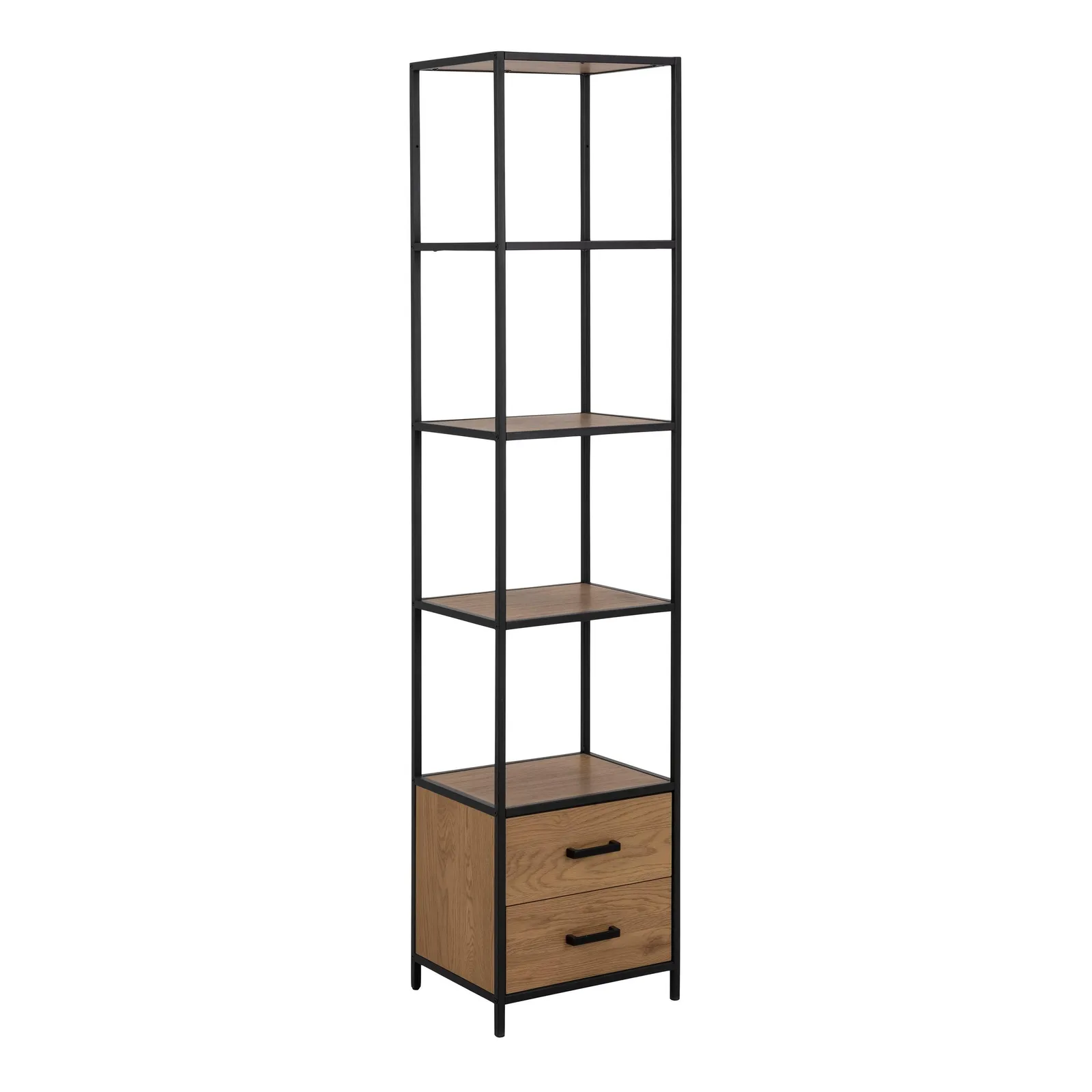 Furniture To Go Seaford Bookcase with 2 Drawers & 3 Shelves in Black & Oak