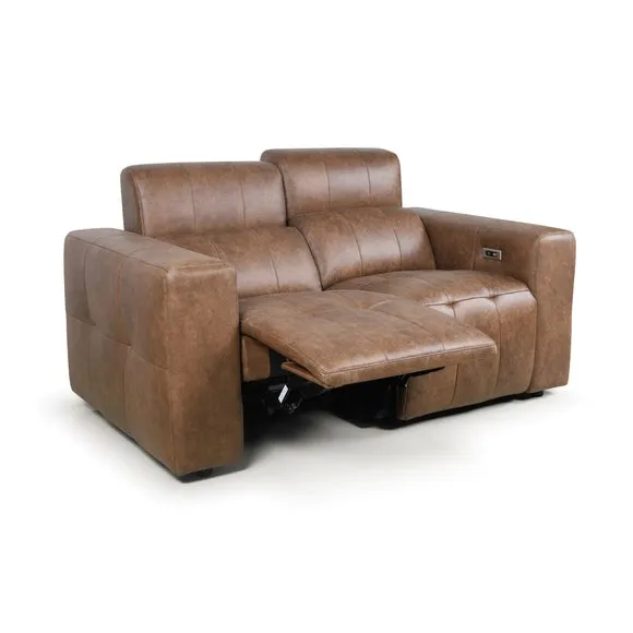 Akari Quilted Faux Leather Power Recliner 2 Seater Sofa 4