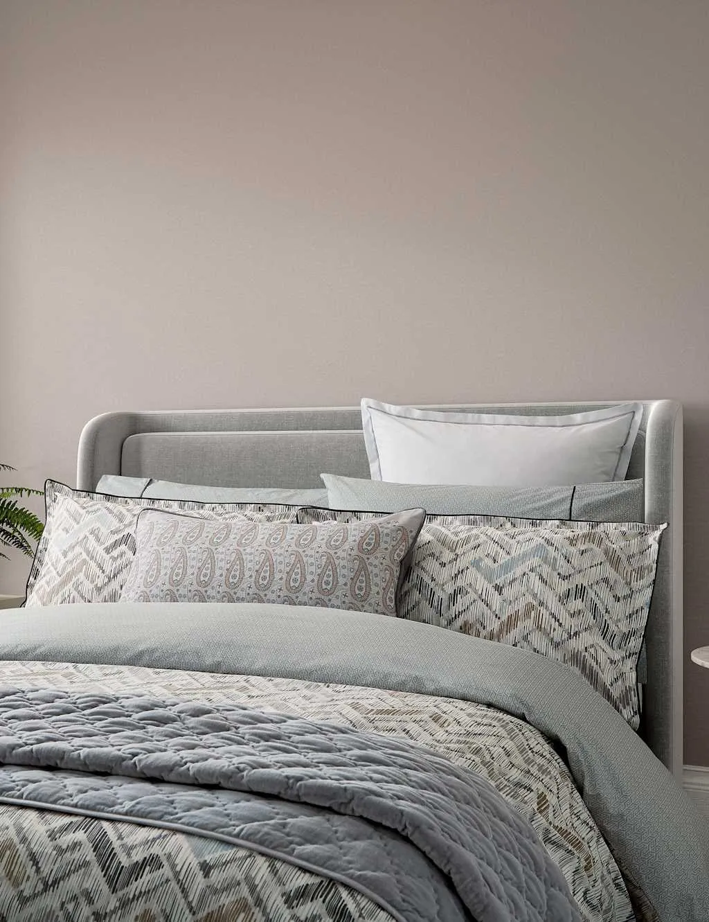 Bedeck of Belfast 2 Pack Pure Cotton Danza Pillowcases Light Grey Mix