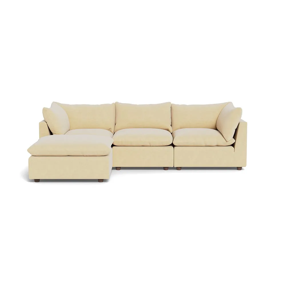 Heal's Astrid Left Hand Facing Corner Sofa Smart Luxe Velvet Biscuit Walnut Stained Beech Feet 1