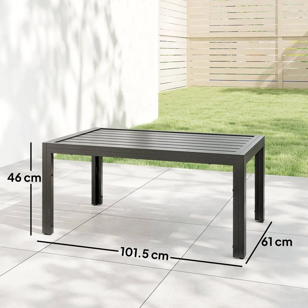 OUTSUNNY Outdoor Side Table Garden Table with Steel Frame & Slat Top Wood in Dark Grey 3