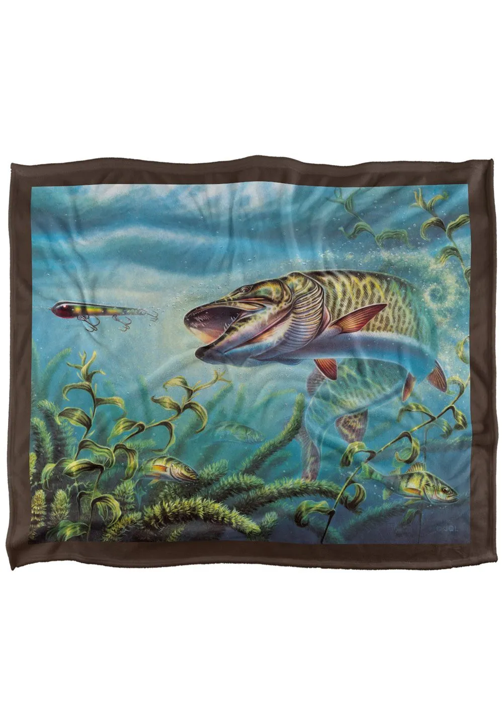 JQ Licensing Provoked Musky Fishing Silky Touch Super Soft Throw Blanket 152 X 127 cm in White