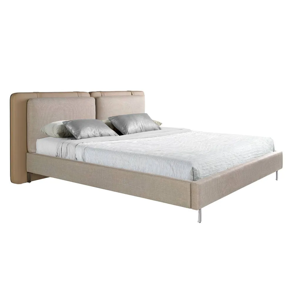 Angel Cerda Double Bed, Mink Leatherette & Grey Fabric, 180 x 200 cm in Stone 6
