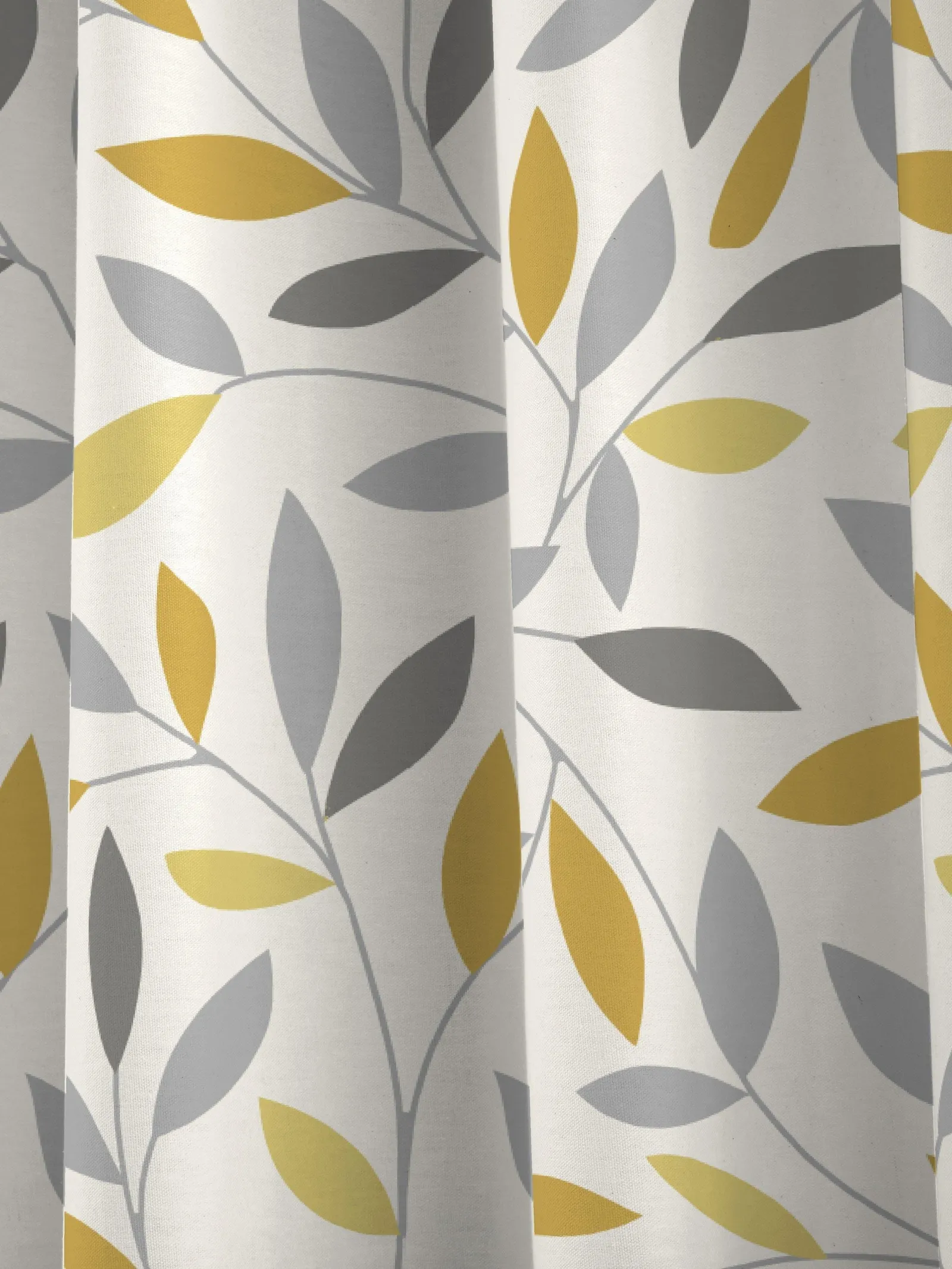 Fusion 'Beechwood' Leaf Trail Pair of 100% Cotton Eyelet Curtains in Mustard 3