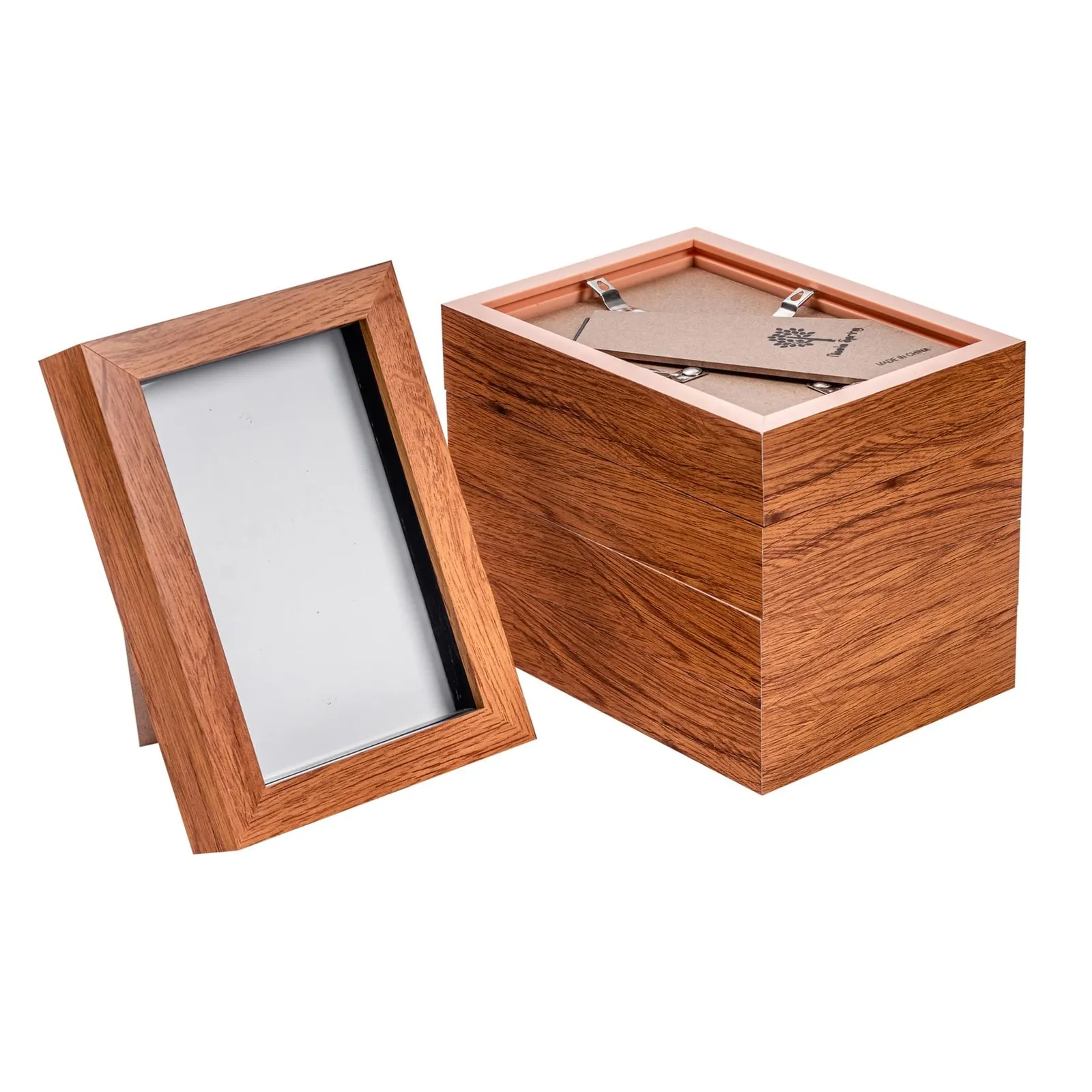 Nicola Spring 3D Box Photo Frames - 4 x 6" - Pack of 5 in Dark Brown 1