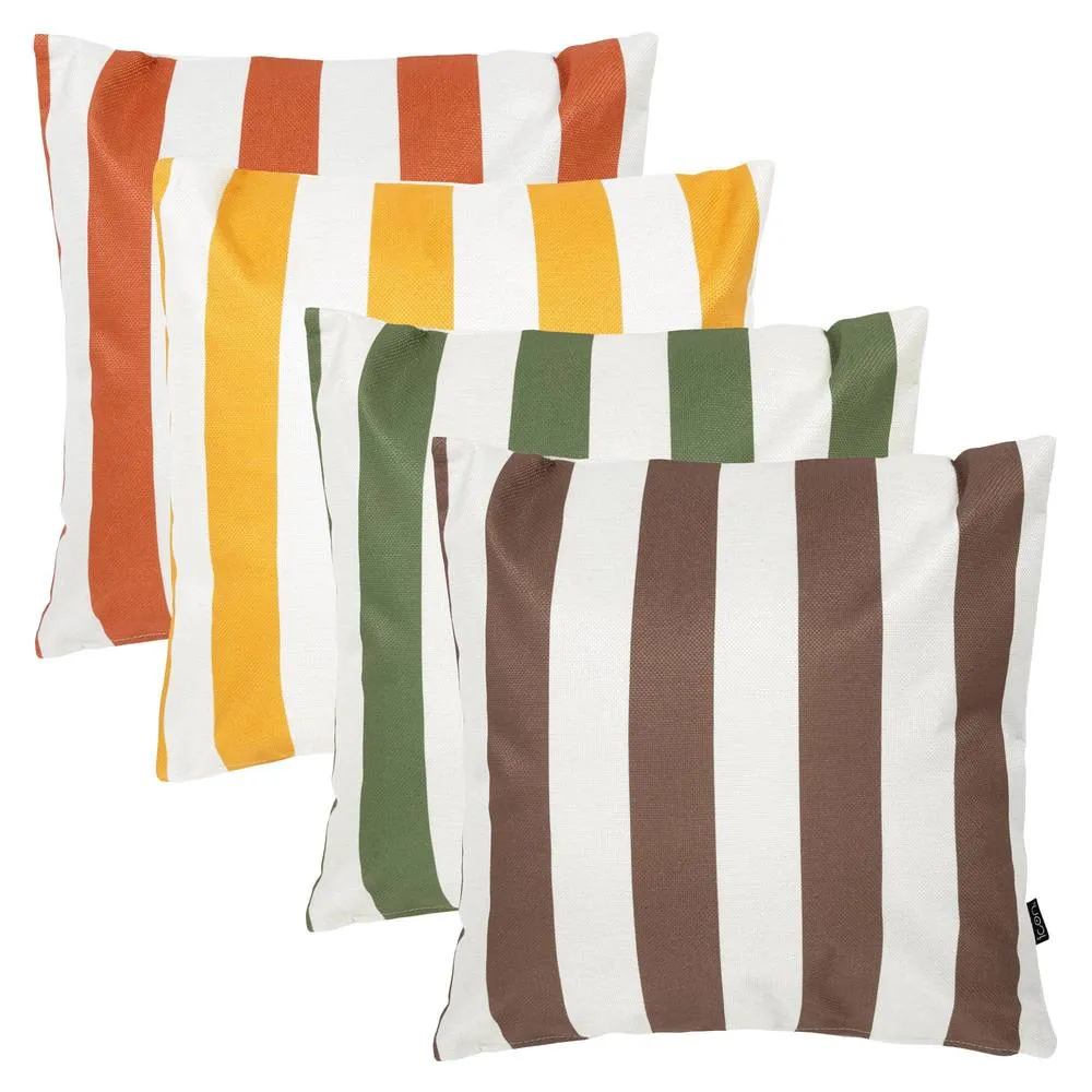 icon 4PK Striped Cushion, x1 Yellow, x1, Olive, x1 Chocolate, x1 Terracotta