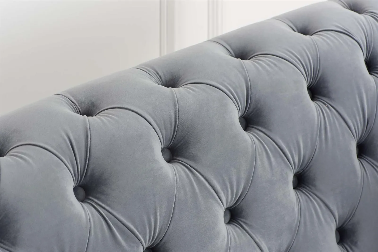 Birlea Chesterfield Sofa 3 Seater Chester Grey Velvet Studded Settee 2