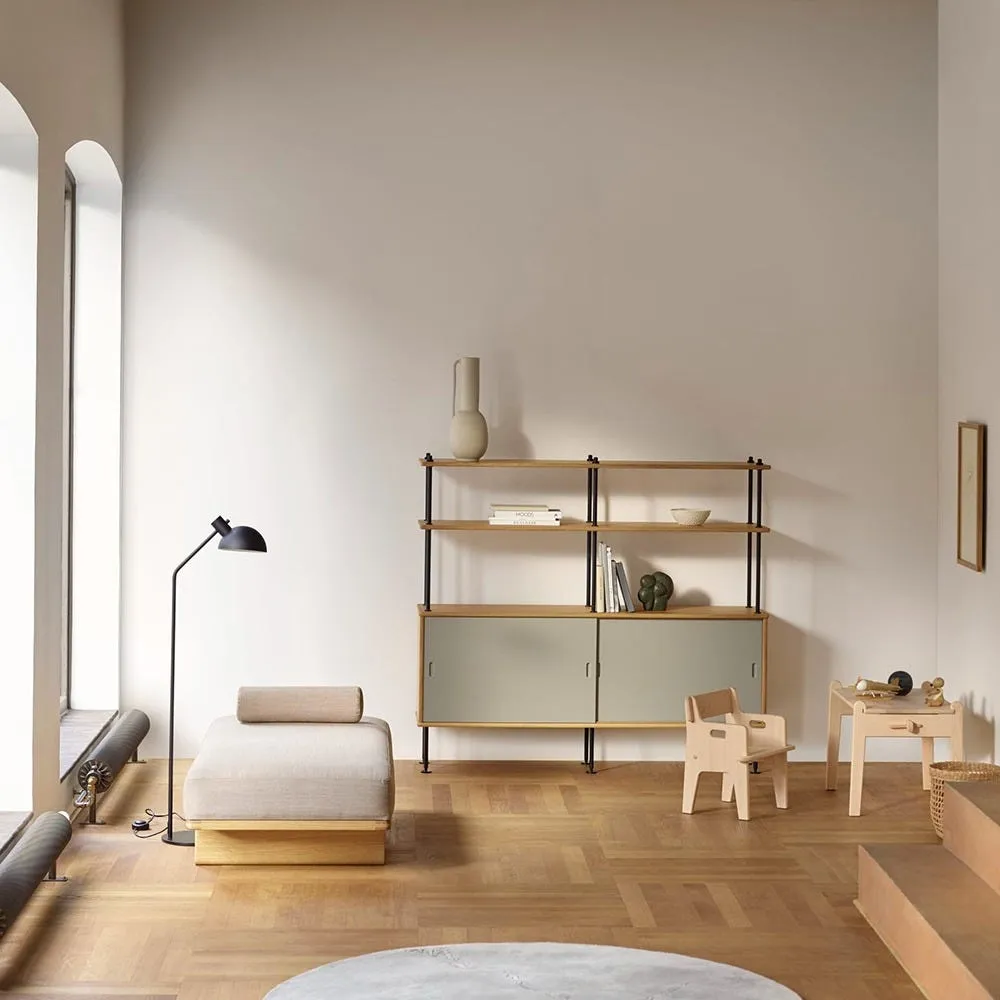 Carl Hansen & Son BM0253 SHELVING CABINET Oiled Oak Grey Door Black Legs 150x69cm 5