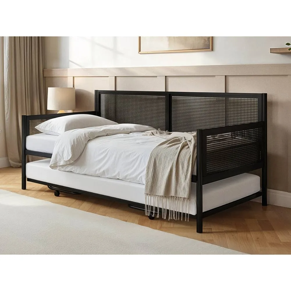 Flair Clay Metal Daybed with Trundle in Black
