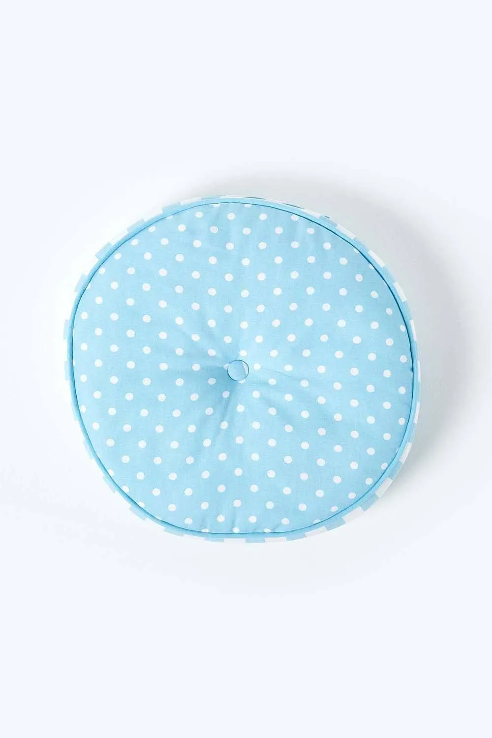 Homescapes Polka Dots & Stripes Round Floor Cushion in Blue 3