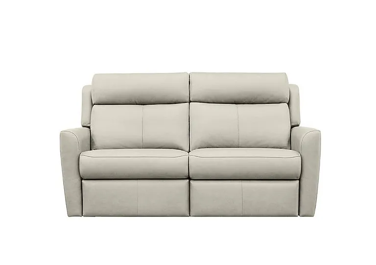 Wren 2 Cushion 3 Seater Leather Recliner Sofa with Headrests and Power Lumbar - Oxford Light Grey
