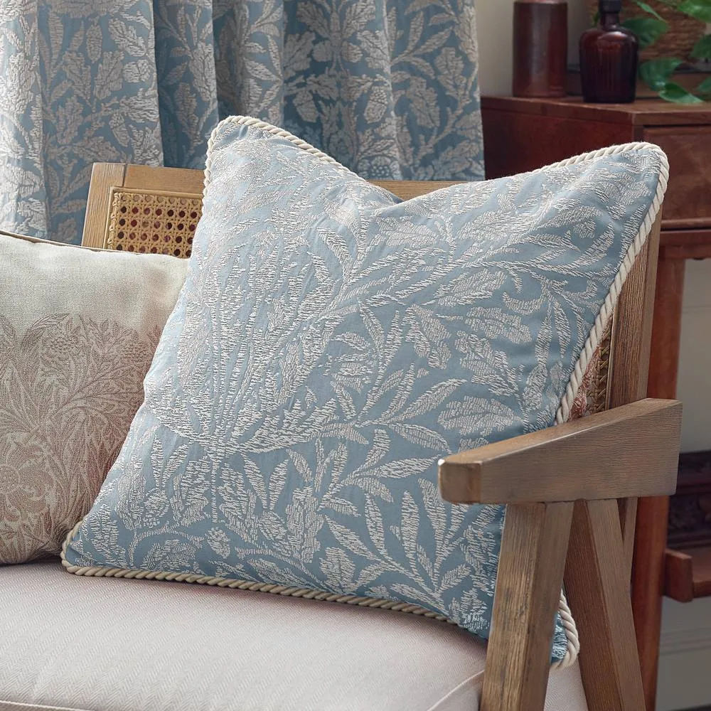 Morris & Co Acorn Tonal Jacquard Cushion in Baby Blue