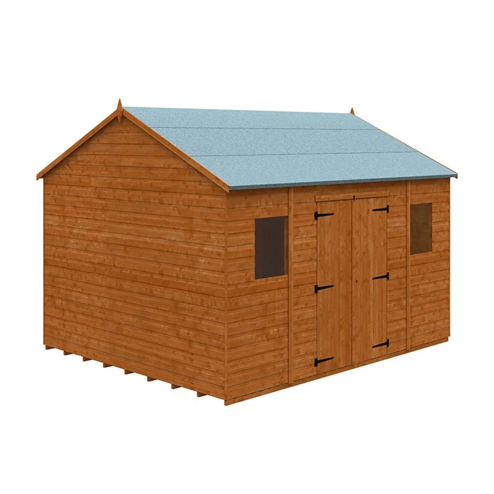 Buttercup Farm 12 x 10 Feet Workman Apex 12mm Shed - Solid Wood/Softwood/Pine in Burnt Orange
