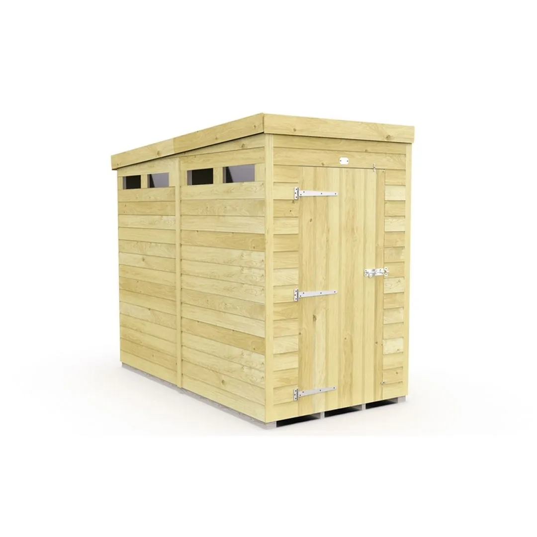 Buttercup Farm 4 x 8 Feet Pent Security Shed - Single Door - L231 x W127 x H201 cm in Brown