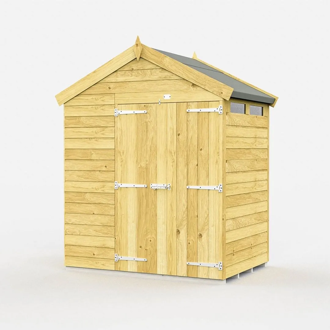 Buttercup Farm 7 x 4 Feet Apex Security Shed - Double Door - L127 x W214 x H217 cm in Brown