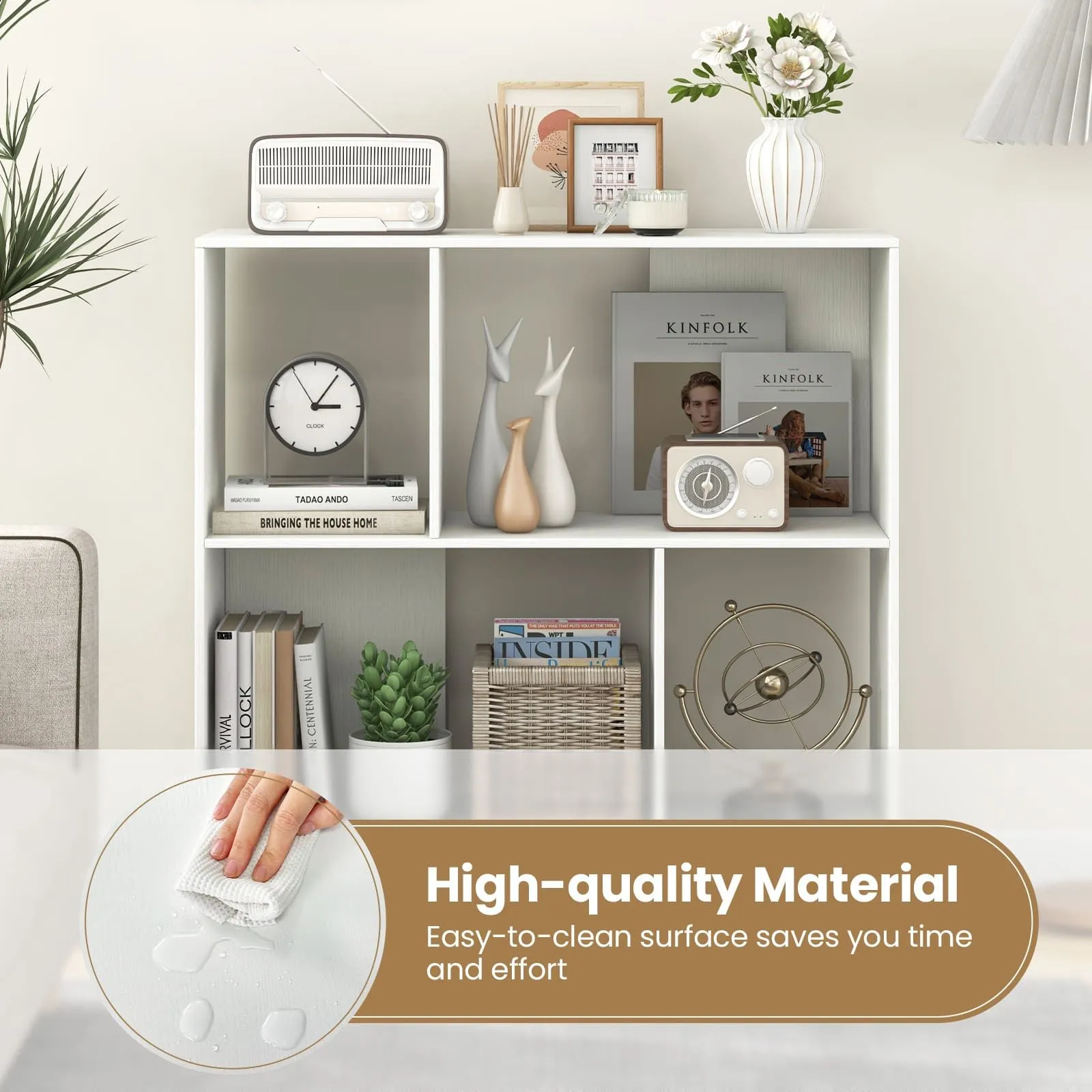 Costway Open Shelf Bookcase Modern Minimalist Cube Bookshelf in White 6