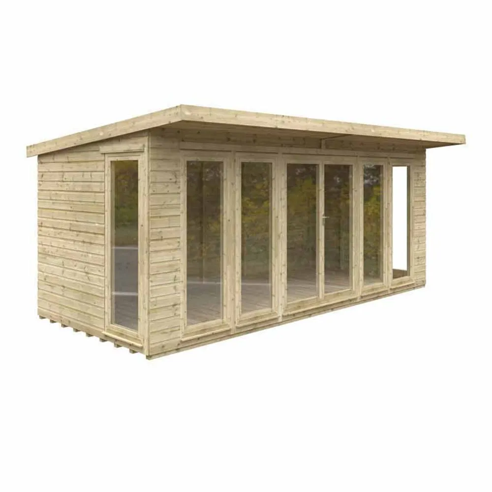 Buttercup Farm 18x8 Feet Tanalised Garden Studio 16mm Shed - Solid Wood/Softwood/Pine in Natural 2