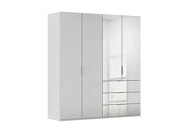 Formes 4 Door Bifold Combi Wardrobe with 2 Full-Height Glass Doors - Silk Grey/Silk Grey Front
