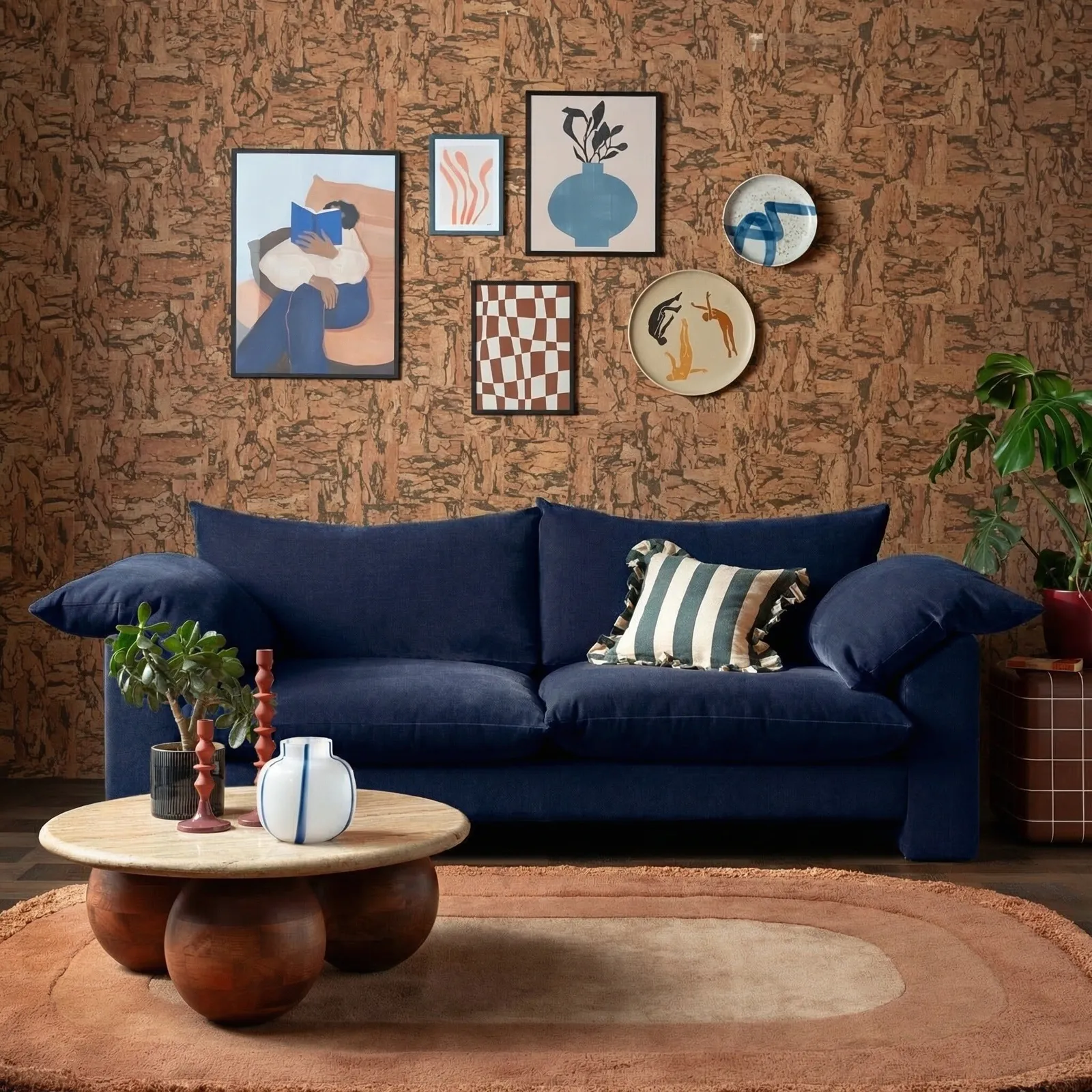 Hoxton Large Sofa, Navy Fabric | Barker & Stonehouse 3