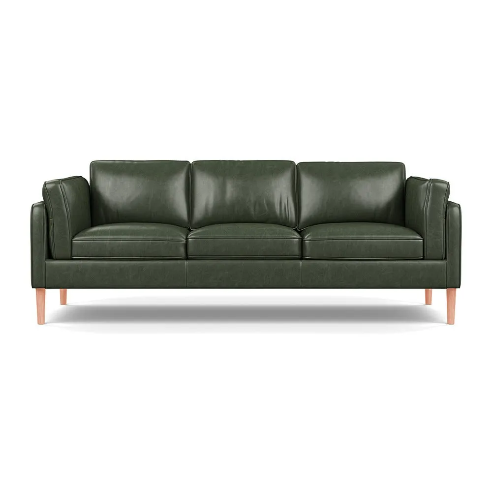 Heal's Sonno 4 Str Sofa Stonewash Leather Vint. Green 278 Natural Feet 1