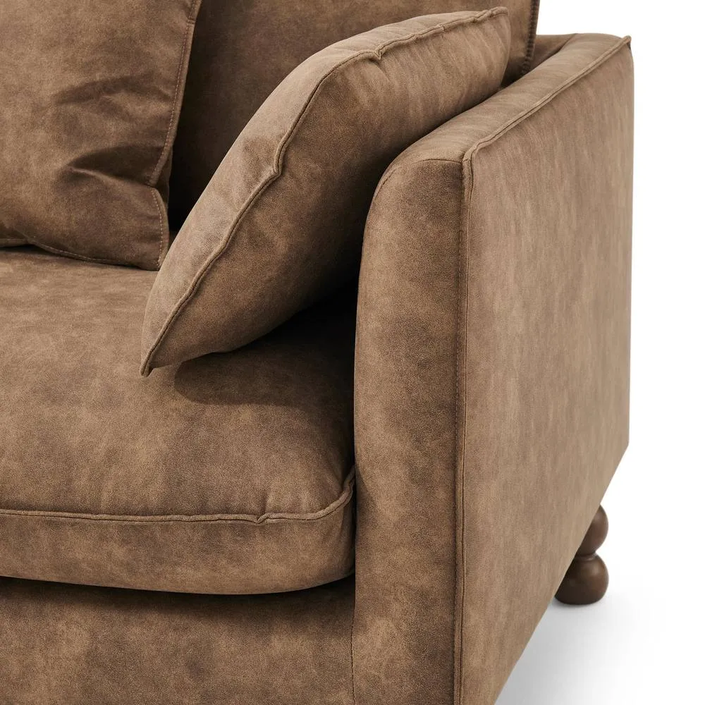 FurnitureboxUK Monroe Faux Leather 3 Seater Sofa in Brown 5