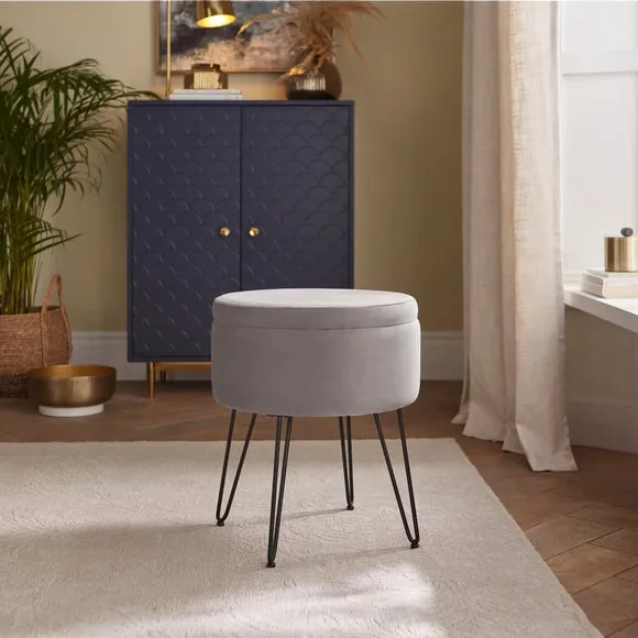 Return - Avery Velvet Storage Footstool