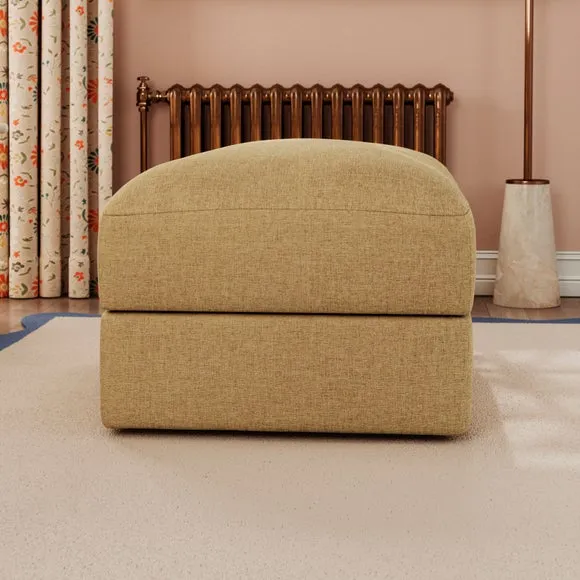 Hattie Slub Faux Linen Storage Footstool 3