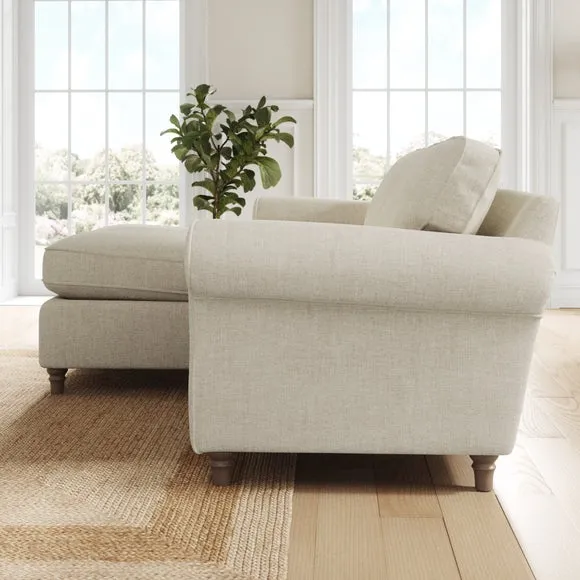 Flori Tonal Plush Chenille Corner Chaise Sofa 2