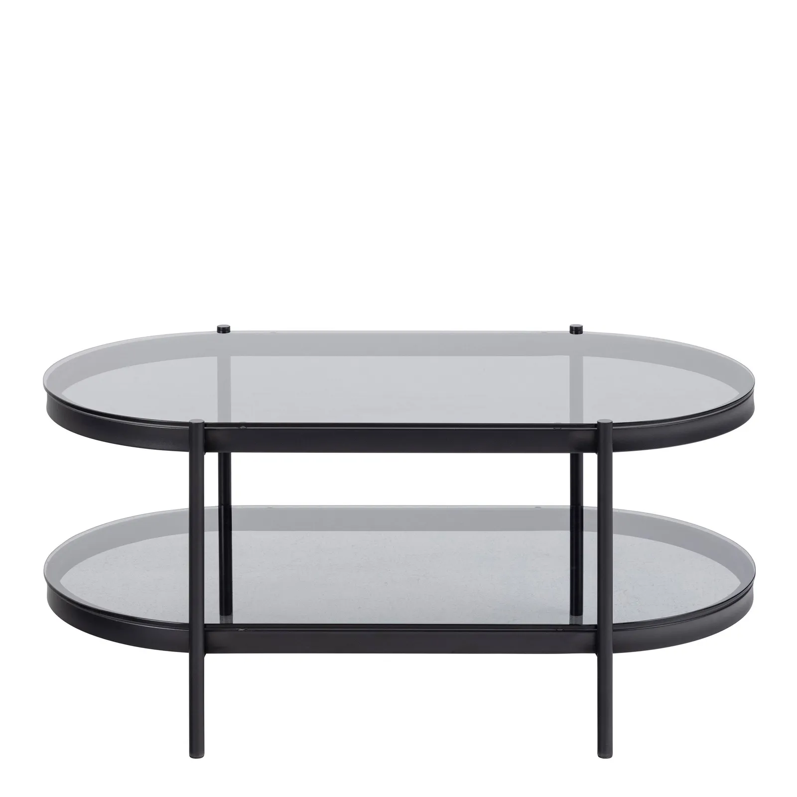 Furniture To Go Bayonne Oval Coffee Table with Smoked Glass Top in Black 2