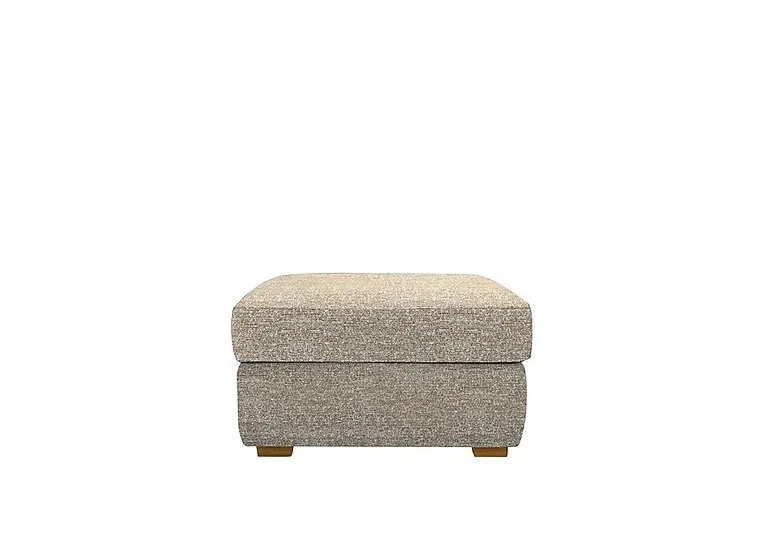 Seattle Fabric Footstool with Wooden Feet - Kampala Beige