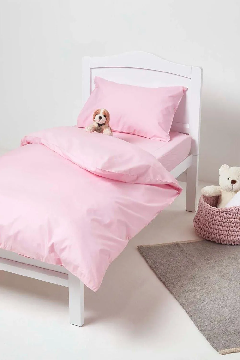 Homescapes Cotton Cot Bed Duvet Cover Set 200 Thread Count in Pink 2