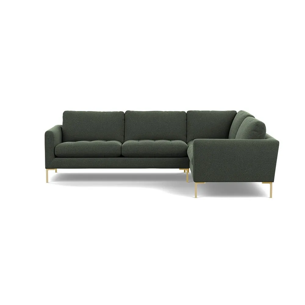 Heal's Eton Right Hand Facing Corner Sofa Textured Boucle Fern Brass Feet 1