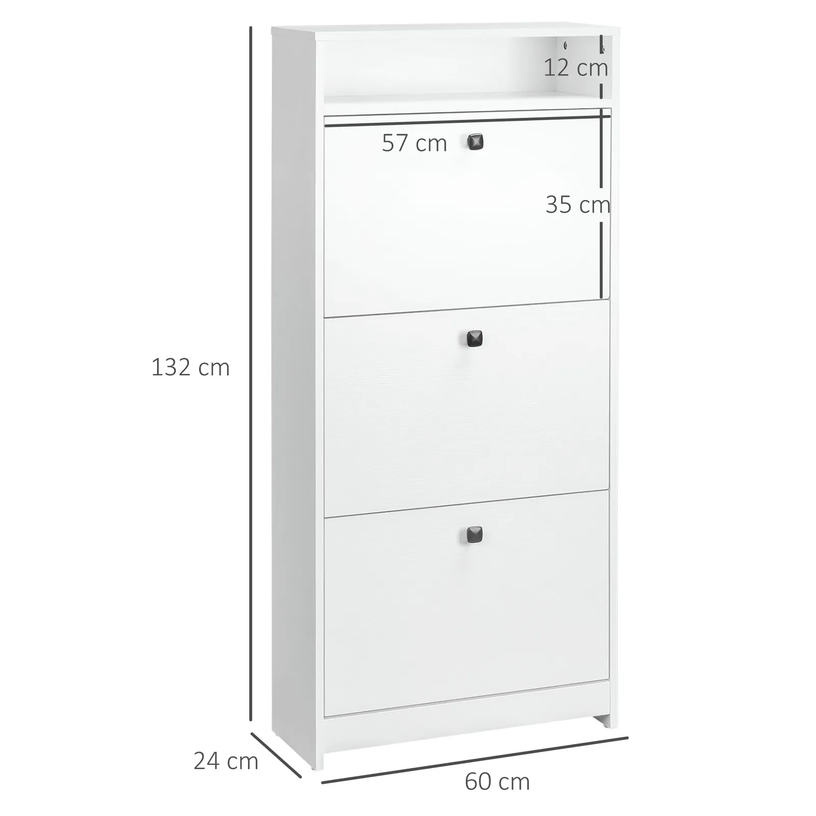 HOMCOM Shoe Storage Cabinet Footwear Rack Organiser with 3 Flip up Drawers in White 3