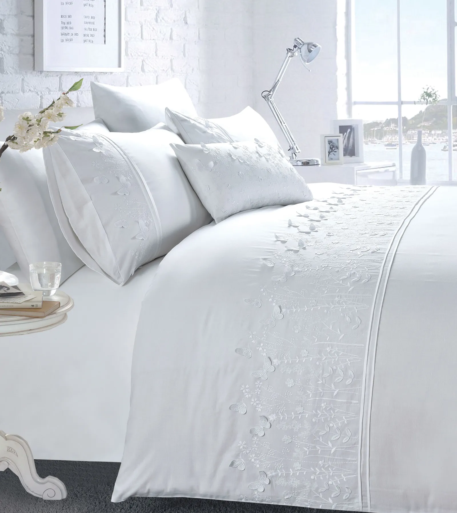 Rapport Home Papillon Polycotton Duvet Cover Set with Pillowcase in White 2