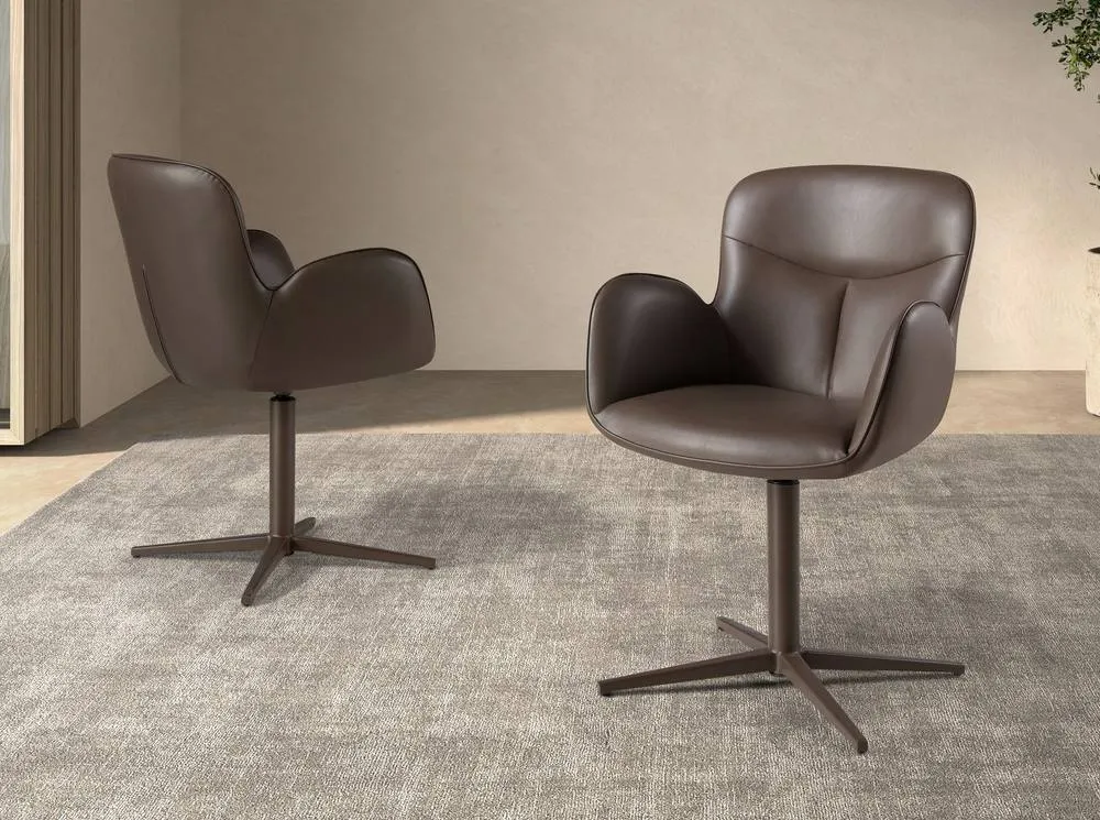 Angel Cerda Swivel Dining Chair in Chocolate Brown Leatherette 5